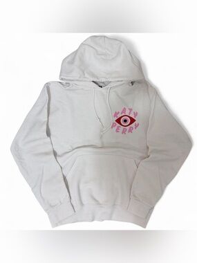 White Graphic Hoodie Sweater with Pink Eye Motif